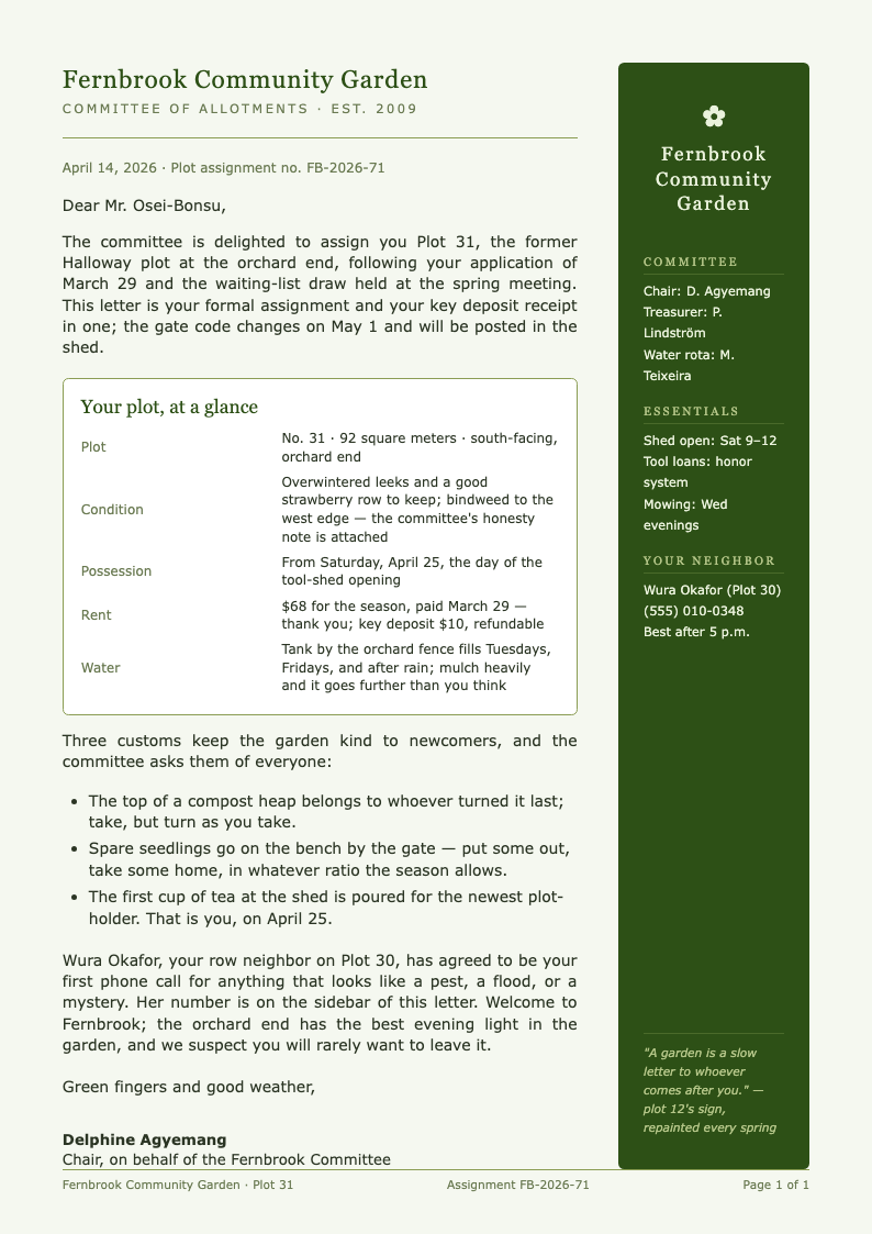 Botanical Nature Formal Letter